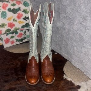 Tony Lama Brown and turquoise Western Boots